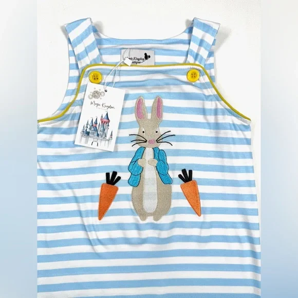 NWT MAGIC KINGDOM BOUTIQUE Toddler Peter‎ Rabbit Striped Romper Playsuit Size 3T - Picture 3 of 10